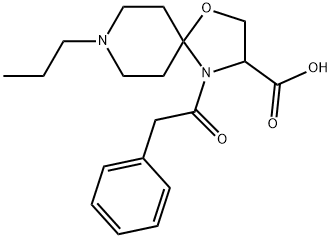 4-(2-フェニルアセチル)-8-プロピル-1-オキサ-4,8-ジアザスピロ[4.5]デカン-3-カルボン酸 化学構造式