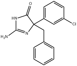 2-amino-5-benzyl-5-(3-chlorophenyl)-4,5-dihydro-1H-imidazol-4-one Struktur