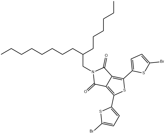 1-(4-Bromothiophen-2-yl)-3-(5-bromothiophen-2-yl)-5-(2-hexyldecyl)-4H-thieno-[3,4-c]pyrrole-4,6(5H)-dione, 1359115-82-4, 结构式