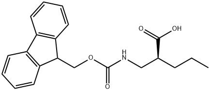 (S)-2-(((((9H-芴-9-基)甲氧基)羰基)氨基)甲基)戊酸, 1359757-38-2, 结构式