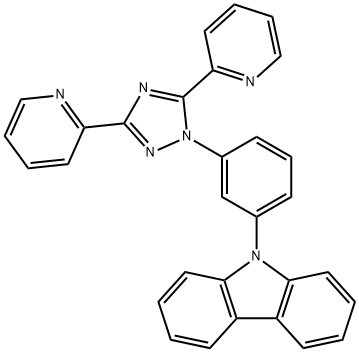 9-(3-(3,5-二(吡啶-2-基)-1H-1,2,4-三唑-1-基)苯基)-9H-咔唑, 1361953-33-4, 结构式