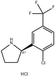 (R)-2-(2-クロロ-5-(トリフルオロメチル)フェニル)ピロリジン塩酸塩 化学構造式