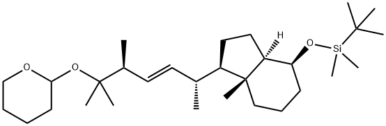 tert-butyl(((1R,3aR,7aR)-1-((2R,5S,E)-5,6-dimethyl
-6-((tetrahydro-2H-pyran-2-yl)oxy)hept-3-en-2-yl)
-7a-methyloctahydro-1H-inden-4-yl)oxy)dimethylsilane Struktur