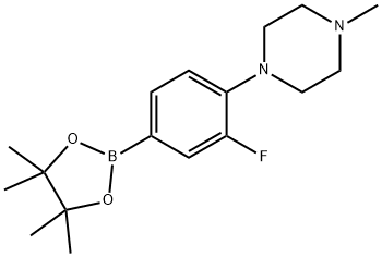 1-[2-氟-4-(4,4,5,5-四甲基-1,3,2-二噁硼烷-2-基)苯基]-4-甲基哌嗪, 1408088-34-5, 结构式