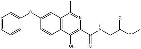 methyl 2-(4-hydroxy-1-methyl-7-phenoxyisoquinoline-3-carboxamido)acetate Struktur