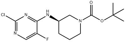 (R)-3-((2-氯-5-氟嘧啶-4-基)氨基)哌啶-1-羧酸叔丁酯, 1421757-69-8, 结构式