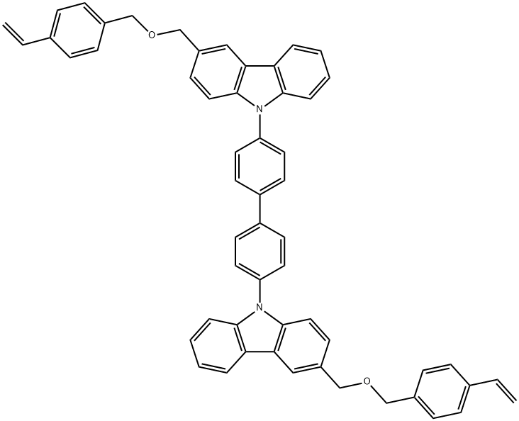 4,4'-双(3-(((4-乙烯基苯氧基)甲基)-9H-咔唑-9-基)联苯,1428901-78-3,结构式