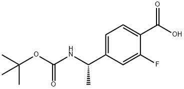 (S)-4-(1-((tert-butoxycarbonyl)amino)ethyl)-2-fluorobenzoic acid Structure