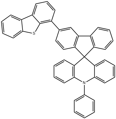 3'-(Dibenzo[b,d]thiophen-4-yl)-10-phenyl-10H-spiro[acridine-9,9'-fluorene] 化学構造式