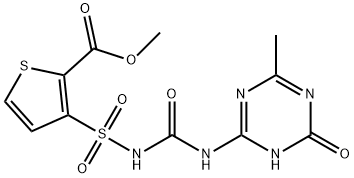 methyl 3-[({[(4-hydroxy-6-methyl-1,3,5-triazin-2-yl)amino]carbonyl}amino)sulfonyl]-2-thiophene methyl carboxylate 结构式