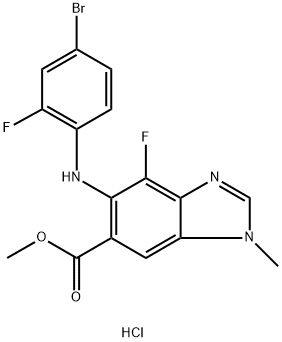 methyl 5-((4-bromo-2-fluorophenyl)amino)-4-fluoro-1-methyl-1H-benzo[d]imidazole-6-carboxylate Struktur