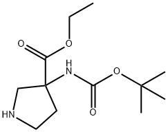 3-(BOC-氨基)吡咯烷-3-甲酸乙酯 结构式