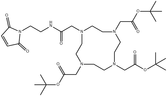 1,4,7,10-Tetraazacyclododecane-1,4,7-triacetic acid, 10-[2-[[2-(2,5-dihydro-2,5-dioxo-1H-pyrrol-1-yl)ethyl]amino]-2-oxoethyl]-, 1,4,7-tris(1,1-dimethylethyl) ester, 1613382-10-7, 结构式
