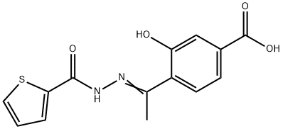 2-Thiophenecarboxylic acid, 2-[1-(4-carboxy-2-hydroxyphenyl)ethylidene]hydrazide Structure