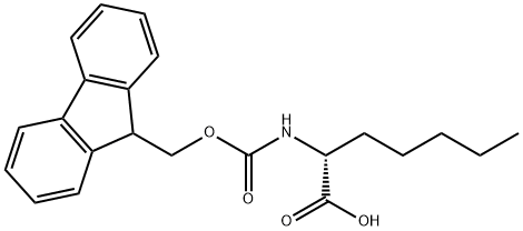 (R)-2-[[(9H-フルオレン-9-イル)メトキシカルボニル]アミノ]ヘプタン酸 化学構造式