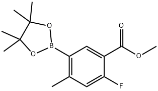 2-氟-4-甲基-5-(4,4,5,5-四甲基-1,3,2-二氧杂硼杂环戊烷-2-基)苯甲酸甲酯 结构式