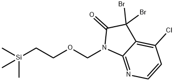 3,3-dibromo-4-chloro-1-((2-(trimethylsilyl)ethoxy)methyl)-1H-pyrrolo[2,3-b]pyridin-2(3H)-one Struktur