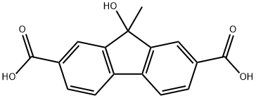 9H-Fluorene-2,7-dicarboxylic acid,9-hydroxy-9-methyl- 结构式