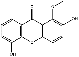 2,5-ジヒドロキシ-1-メトキシキサントン 化学構造式