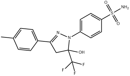 4-[5-hydroxy-3-(4-methylphenyl)-5-(trifluoromethyl)-4H-pyrazol-1-yl]benzenesulfonamide Structure