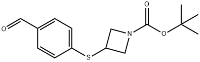 3-((4-甲酰基苯基)硫基)氮杂环丁烷-1-羧酸叔丁酯, 1820718-53-3, 结构式