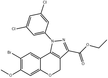 ethyl 8-bromo-1-(3,5-dichlorophenyl)-7-methoxy-1,4-dihydrochromeno[4,3-c]pyrazole-3-carboxylate,1848981-53-2,结构式