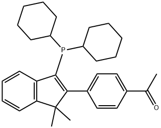 1-[4-[3-(dicyclohexylphosphino)-1,1-dimethyl-1H-inden-2-yl]phenyl]Ethanone,1883369-94-5,结构式