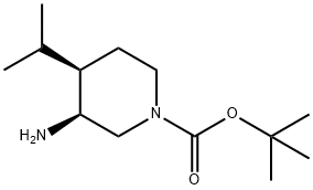 2-Methyl-2-propanyl (3S,4R)-3-amino-4-isopropyl-1-piperidinecarboxylate 结构式