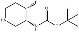tert-butyl N-[(3R,4S)-4-fluoropiperidin-3-yl]carbamate, 1932582-71-2, 结构式