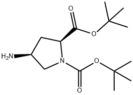 1,2-Pyrrolidinedicarboxylic acid, 4-amino-, 1,2-bis(1,1-dimethylethyl) ester, (2S,4S)- 化学構造式