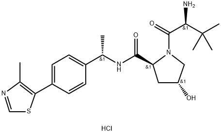 (2S,4R)-1-((S)-2-amino-3,3-dimethylbutanoyl)-4-hydroxy-N-((S)-1-(4-(4-methylthiazol-5-yl)phenyl)ethyl)pyrrolidine-2-carboxamide hydrochloride Structure
