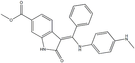 (Z)-methyl 3-(((4-(methylamino)phenyl)amino)(phenyl)methylene)-2-oxoindoline-6-carboxylate Struktur