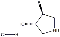 TRANS-4-フルオロ-3-ヒドロキシピロリジン塩酸塩 化学構造式