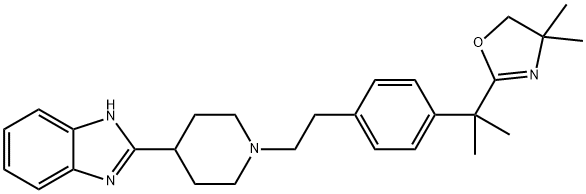 2-(1-(4-(2-(4,4-dimethyl-4,5-dihydrooxazol-2-yl)propan- 2-yl)phenethyl)piperidin-4-yl)-1H-benzo[d]imidazole 化学構造式