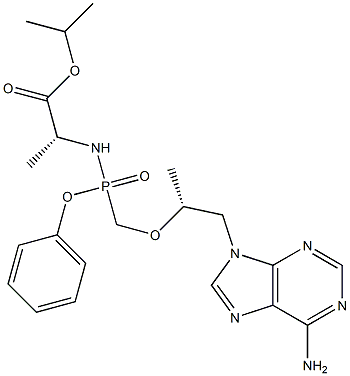 (R)-丙胺酸异丙酯2-{(S)-[((R)-1-(6-氨基-9H-嘌呤-9-基）-1-甲基乙氧基]甲基}-苯氧基磷酰基,2053424-82-9,结构式