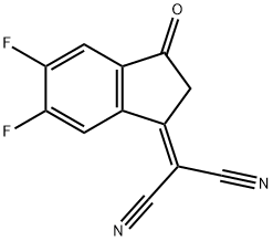 (5,6-ジフルオロ-3-オキソ-2,3-ジヒドロ-1H-インデン-1-イリデン)マロノニトリル 化学構造式