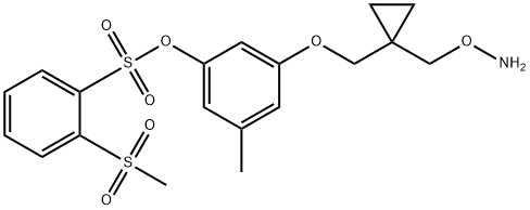 3-((1-((氨基氧代)甲基)环丙基)甲氧基)-5-甲基苯基 2-(甲磺酰)苯磺酸负离子, 208642-98-2, 结构式