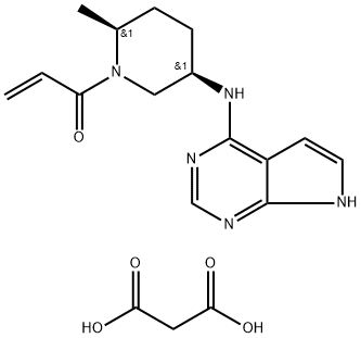 1-((2S,5R)-5-((7H-pyrrolo[2,3-d]pyrimidin-4-yl)amino)-2-methylpiperidin-1-yl)prop-2-en-1-one malonate Struktur