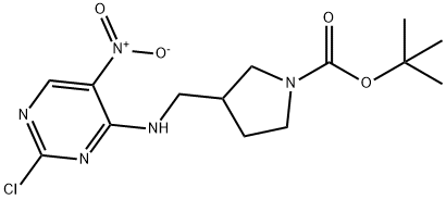 1-Pyrrolidinecarboxylic acid, 3-[[(2-chloro-5-nitro-4-pyrimidinyl)amino]methyl]-, 1,1-dimethylethyl ester,2163787-14-0,结构式