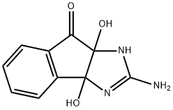 3a,8a-ジヒドロキシ-2-イミノ-1,2,3,3a,8,8a-ヘキサヒドロインデノ[1,2-d]イミダゾール-8-オン 化学構造式