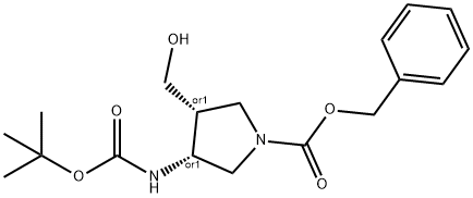 cis-3-(Boc-amino)-1-Cbz-4-(hydroxymethyl)pyrrolidine Structure