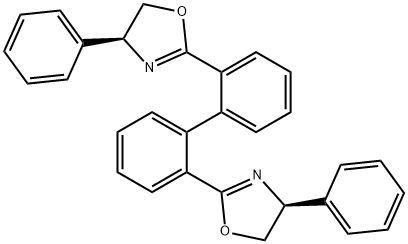2,2'-双((S)-4-苯基-4,5-二氢噁唑-2-基)-1,1'-联苯 结构式