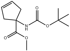 3-Cyclopentene-1-carboxylicacid,1-[[(1,1-dimethylethoxy)carbonyl]amino]-,methylester 结构式