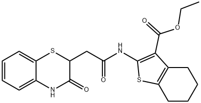 ethyl 2-(2-(3-oxo-3,4-dihydro-2H-benzo[b][1,4]thiazin-2-yl)acetamido)-4,5,6,7-tetrahydrobenzo[b]thiophene-3-carboxylate Struktur