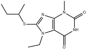 8-(sec-butylthio)-7-ethyl-3-methyl-3,7-dihydro-1H-purine-2,6-dione Struktur