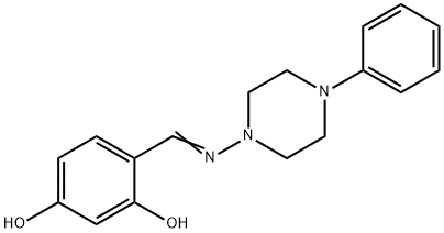 4-[[(4-Phenyl-1-piperazinyl)imino]methyl]-1,3-benzenediol Struktur