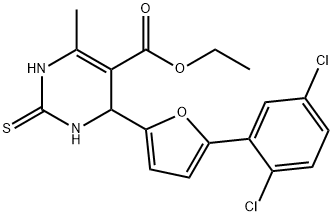 ethyl 4-(5-(2,5-dichlorophenyl)furan-2-yl)-6-methyl-2-thioxo-1,2,3,4-tetrahydropyrimidine-5-carboxylate Struktur