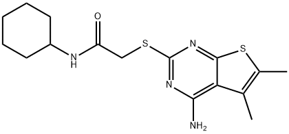 2-((4-amino-5,6-dimethylthieno[2,3-d]pyrimidin-2-yl)thio)-N-cyclohexylacetamide Structure