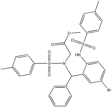 methyl N-((5-bromo-2-((4-methylphenyl)sulfonamido)phenyl)(phenyl)methyl)-N-tosylglycinate Structure