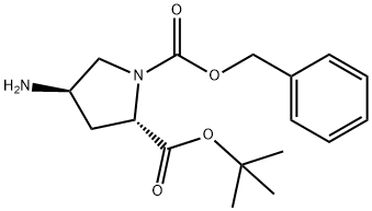 1,2-Pyrrolidinedicarboxylic acid, 4-amino-, 2-(1,1-dimethylethyl) 1-(phenylmethyl) ester, (2S,4R)- Structure